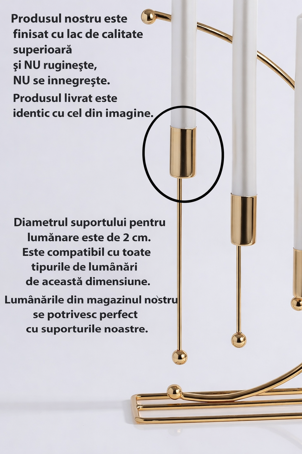 Nota Set 3 Suporturi Lumanari Metal Auriu – Design Elegant