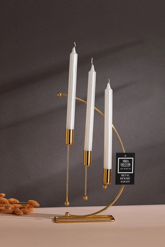 Nota Set 3 Suporturi Lumanari Metal Auriu – Design Elegant